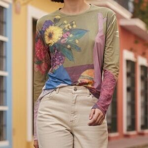 SPORTMAX | Abstract Artistic Floral & Still Life Print Long Sleeve Top -MaxMara